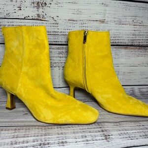 Yellow Suede Ankle Boots